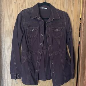 CAbi Women's Dark Brown Utility Jacket with Contrast Stitching